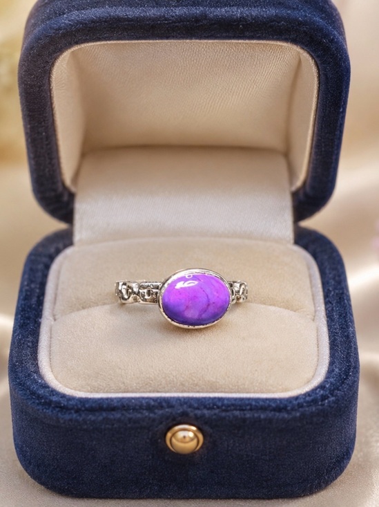 925 Sterling Silver Jewelry - Ring Purple Mojave 925 Sterling Silver Chain Link Band